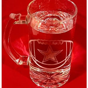 Dallas Cowboys Etched Beer Mug, NFL Fan Gift, Personalized Barware