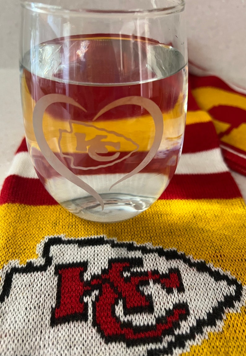 Kansas City Chiefs 20oz Etched Stemless Wine Glasses NFL Etsy
