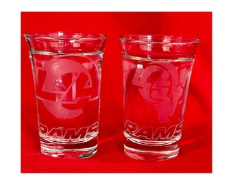 Los Angeles Rams Engraved Shot Glasses, LA Rams Football, NFL Bar Decor, Rams Gifts