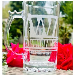 Washington Commanders Etched Beer Mug, Football Fan Gift, Personalized Barware