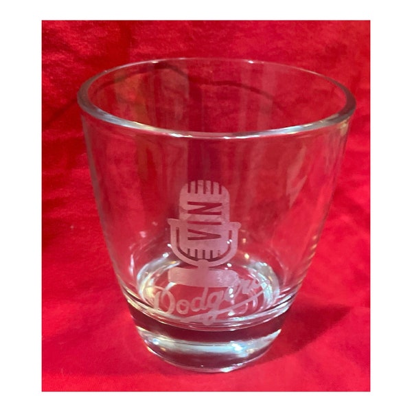 Vin Scully, Los Angeles Dodgers, Etched Old Fashioned Rocks Glass 12.5oz, LA Dodgers Baseball, MLB Gifts