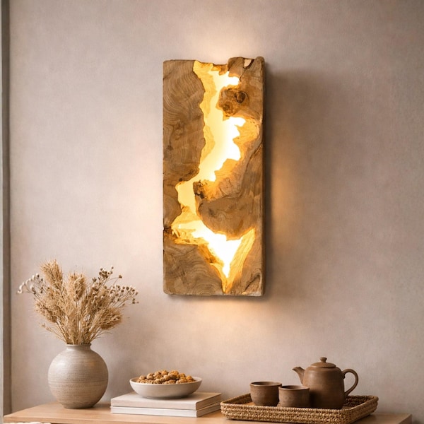 Arandela de parede em madeira reciclada, luminária de parede de madeira com plugue, iluminação estilo fazenda, luminária de madeira antiga, abajur de cabeceira vintage, luminária de parede