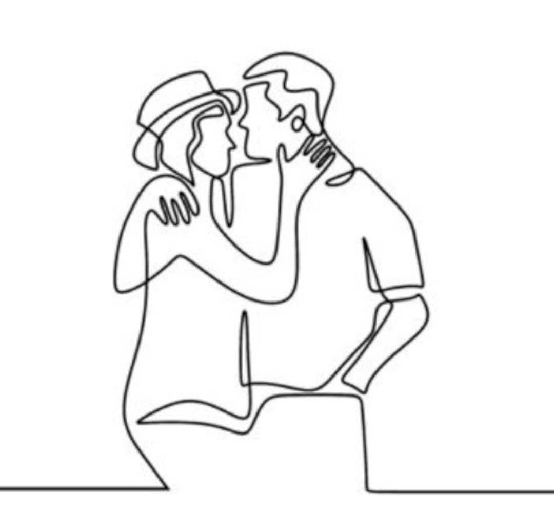 Continuous One Line Drawing. Loving Couple Woman and Man in Love ...
