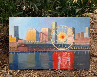 The Seattle Wheel | Original Oil Painting | On Board
