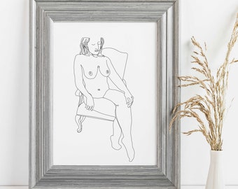 Boudoir Line Art | Digital Download | Physical Art Print | Naked Woman Art | Body Positive Art Print | Nude | Body Love Art | Minimalist