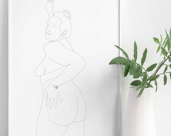 Boudoir Line Art | Digital Download | Physical Art Print | Naked Woman Art | Body Positive Art Print | Nude | Body Love Art | Minimalist
