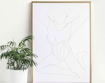 Boudoir Line Art | Digital Download | Physical Art Print | Naked Woman Art | Body Positive Art Print | Nude | Body Love Art | Minimalist