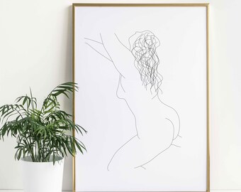 Boudoir Line Art | Digital Download | Physical Art Print | Naked Woman Art | Body Positive Art Print | Nude | Body Love Art | Minimalist