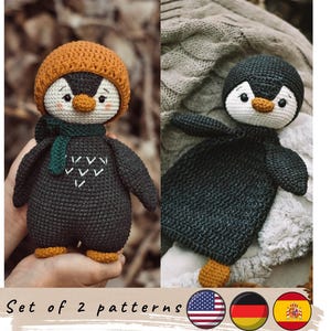 Schema uncinetto pinguino. Schema copertina neonato pinguino. Set di 2 schemi. Schema pinguino amigurumi. Amigurumi per neonato.