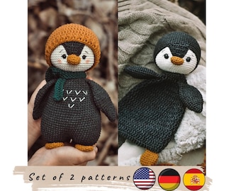 Lot de 2. Modèle au crochet et modèle de couette pingouin (PDF).
