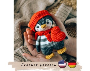 Crochet Penguin: Amigurumi Penguin with Beret (PDF Pattern).