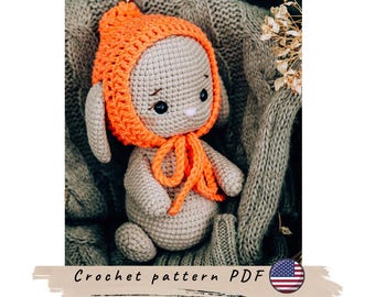 Bunny with hat crochet pattern, Amigurumi Easter Toy (PDF Pattern).