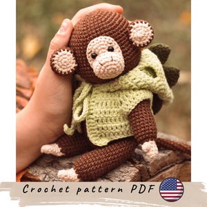 Monkey crochet pattern. Amigurumi monkey pattern. Funny monkey with a jacket. Crochet toy pattern