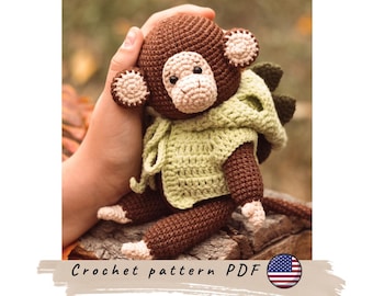 Monkey with Jacket crochet pattern. Amigurumi monkey  (PDF Pattern).