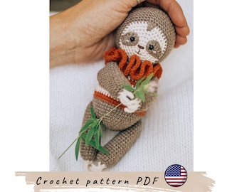 Sloth crochet pattern. Sloth with cap pattern (PDF pattern).