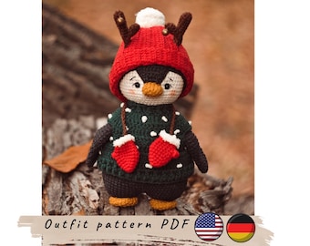 Christmas outfit for penguin. DIY Christmas toy (PDF).