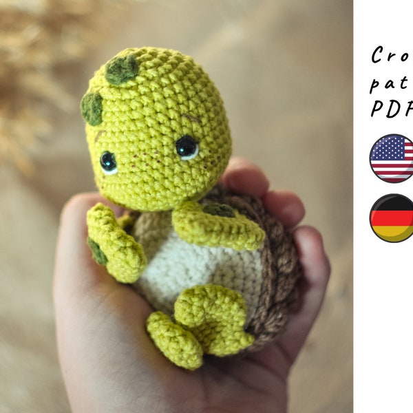 Modèle de bébé tortue au crochet. Joli motif tortue au crochet. Modèle au crochet tortue amigurumi. Motif bébé tortue.
