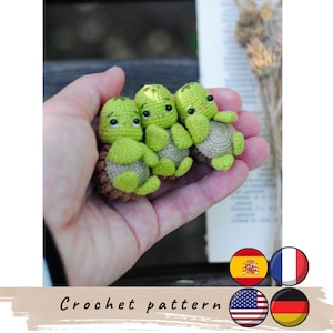 Schildkröte Häkelanleitung, Miniatur Amigurumi (PDF-Muster)