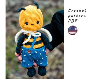 Bienen-Häkelmuster. Amigurumi-Bienenmuster. Süßes gehäkeltes Bienenmuster.