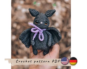 Bat crochet pattern. Halloween decoration (PDF)