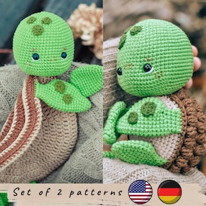 Schema uncinetto tartaruga. Schema uncinetto coperta tartaruga. Set di 2 schemi. Schema tartaruga carina. Schema tartaruga amigurumi.