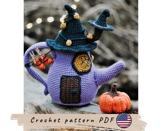 Witch's house crochet pattern (pdf). Halloween decoration.