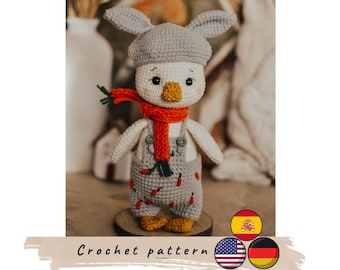 Duck with bunny's outfit crochet pattern. Easter toy (PDF pattern).