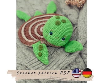 Turtle snuggler crochet pattern. Playful Security Blanket (PDF)