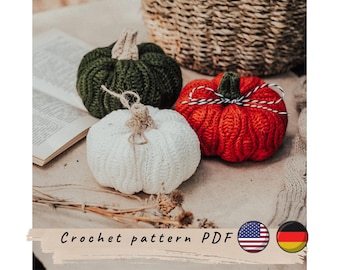 Schema per uncinetto a forma di zucca. Decorazione di Halloween (Schema in PDF)