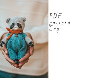 Raccoon crochet pattern. Amigurumi raccoon. Crochet toy pattern. Forest animal pattern