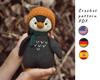 Pinguin Häkelanleitung. Amigurumi Pinguin Muster. Gehäkelte Spielzeug Anleitung.Weihnachten Spielzeug Anleitung. Süße gehäkelte Pinguin Anleitung.