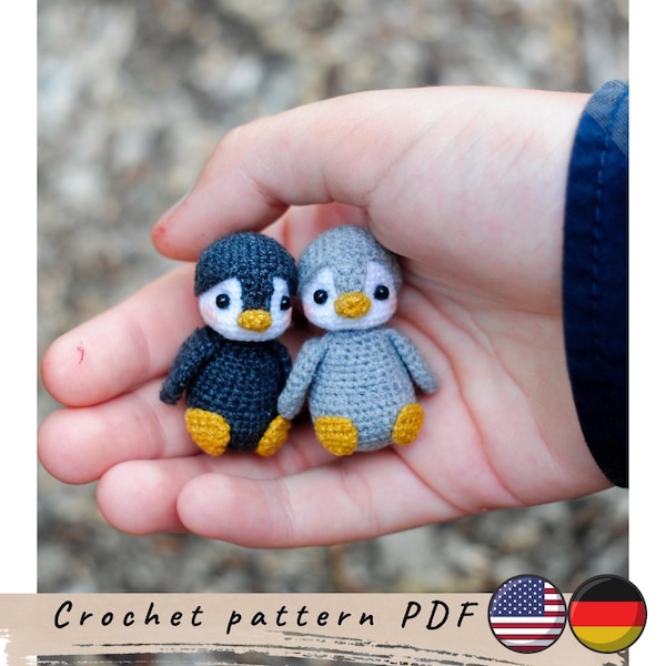 Wzór na szydełko z pingwinem. Wzór na szydełkową miniaturkę. Wzór na malutkiego pingwina. Wzór na pingwina amigurumi.