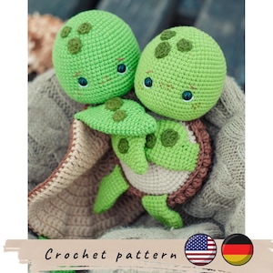Häkelschildkröte und Lovey Decke Muster Set (PDF Download).