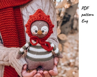 Owl crochet pattern. Amigurumi owl pattern. Crochet bird pattern.