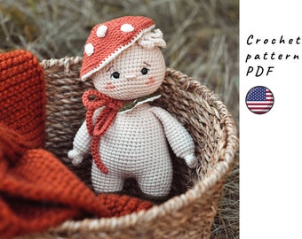 Mushroom crochet pattern. Cute crochet mushroom. Amigurumi mushroom. Crochet toy pattern.