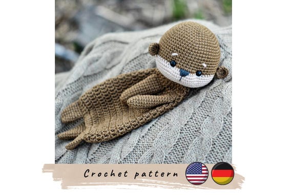Otter snuggler crochet pattern. Baby lovey blanket pattern (pdf).