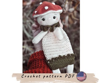 Mushroom Lovey Blanket Crochet Pattern, Amigurumi Toy (PDF Pattern)