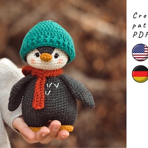 Baby penguin crochet pattern. Cute crochet penguin. Christmas toy pattern. Crochet toy pattern. Amigurumi penguin pattern.