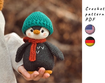 Baby penguin crochet pattern. Cute crochet penguin. Christmas toy pattern. Crochet toy pattern. Amigurumi penguin pattern.