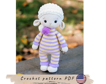 Lamb with Pajama Crochet Pattern (PDF Pattern). DIY Easter toy.