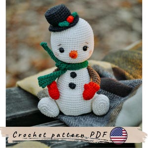 Snowman crochet pattern. Christmas decoration DIY. Amigurumi snowman. Cute snowman crochet pattern.