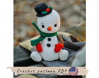 Snowman crochet pattern. Christmas toy (PDF).