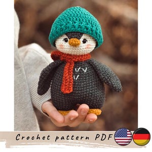 Padrão de crochê de pinguim bebê. Pinguim fofo de crochê. Padrão de brinquedo de Natal. Padrão de brinquedo de crochê. Padrão de pinguim amigurumi.