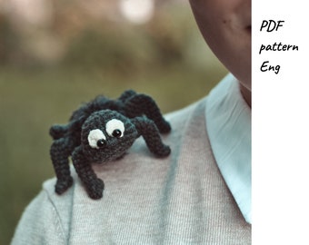 Spider crochet pattern. Halloween crochet spider. Cute amigurumi spider.