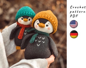 Penguin crochet patterns set. Amigurumi penguin. Crochet toy pattern. Christmas toy pattern. DIY Christmas toy.