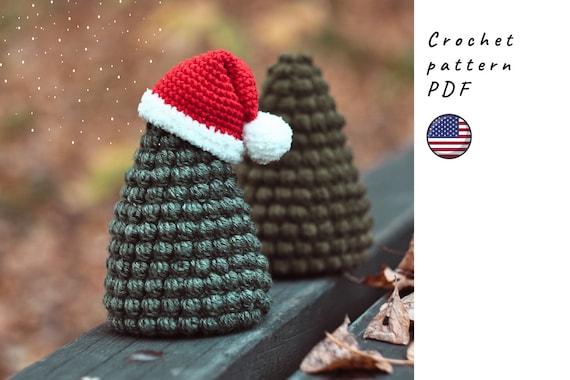Christmas tree crochet pattern. Cute crochet Christmas decoration. Amigurumi Christmas tree pattern.