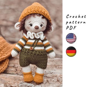 Schema riccio all'uncinetto. Simpatico motivo a riccio all'uncinetto. Riccio amigurumi. Modello di giocattolo all'uncinetto. Modello all'uncinetto con animali della foresta.