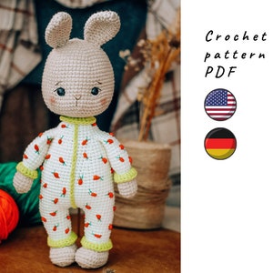 Häschen Häkelanleitung. Süßer gehäkelter Osterhase. Amigurumi Häschen-Muster. Osterhasen Häkelanleitung. Bild 1