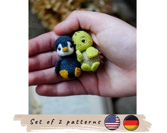 Mini Penguin and Turtle Crochet Pattern (Set of 2) (PDF)