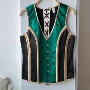 Black Green Mens Corset,Gentleman Lace Up Prom Vest Corset With Gold Bonings,Corset Top Sleeveless Corset Men Gift For Him